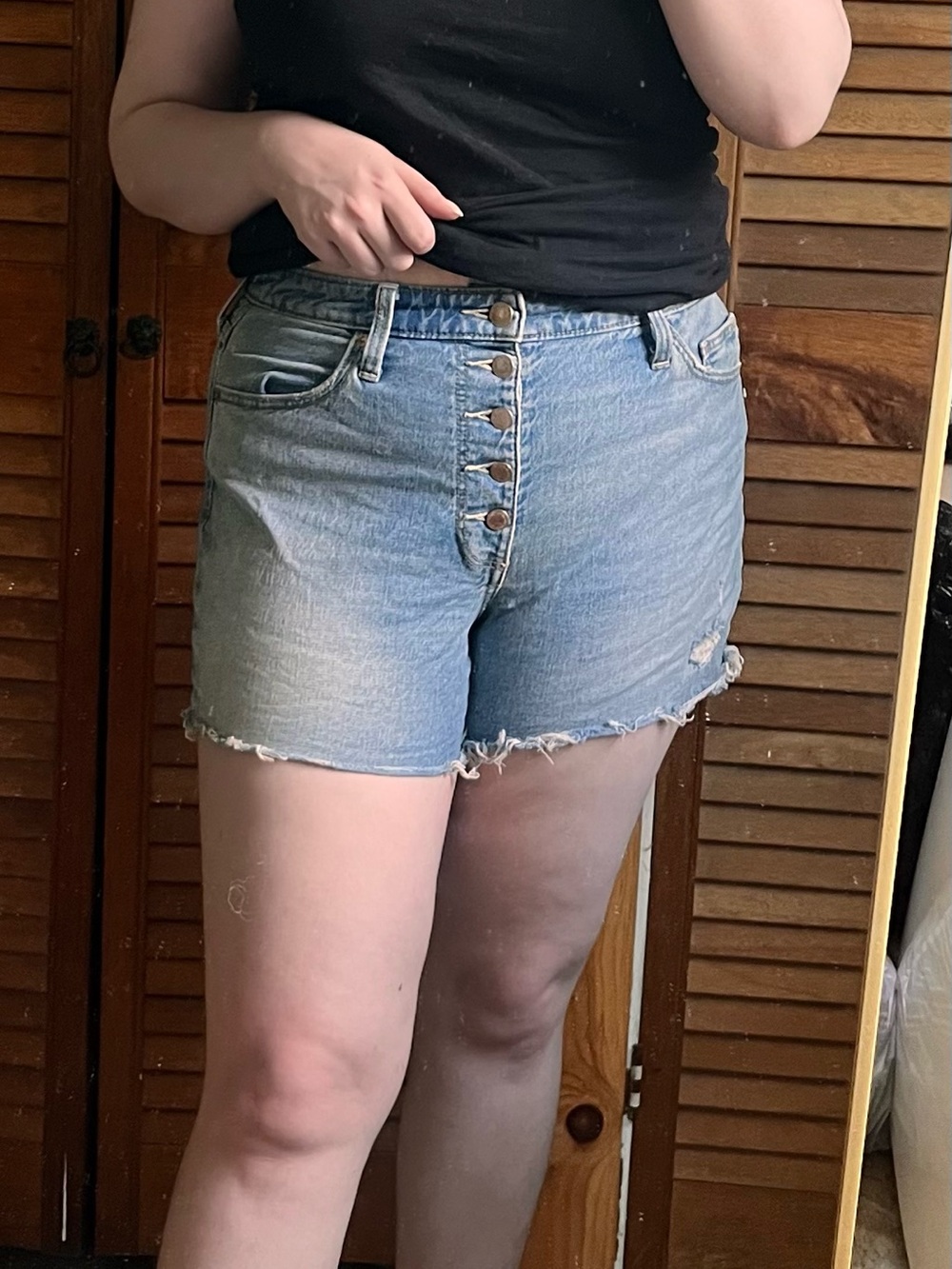 Universal Thread Light Blue High-Waist Button-Fly Denim Shorts